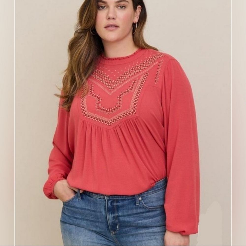 Torrid embrodiered long sleeve top NWT